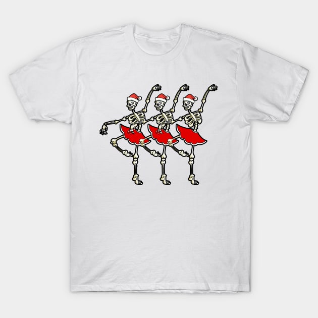 Skeleton Ballerinas Funny Christmas Gift T-Shirt by BusyMonkeyDesign